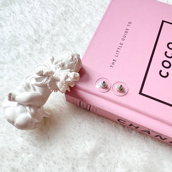 Vintage Chanel Coco Mark Pearl Silver-Finish Metal Earrings (code: 080903)
