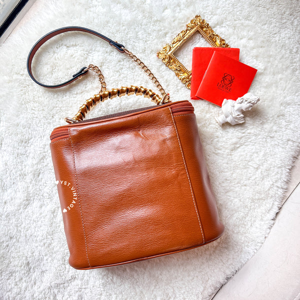 Vintage Loewe Velazquez Twist Handle Bag - Caramel Brown