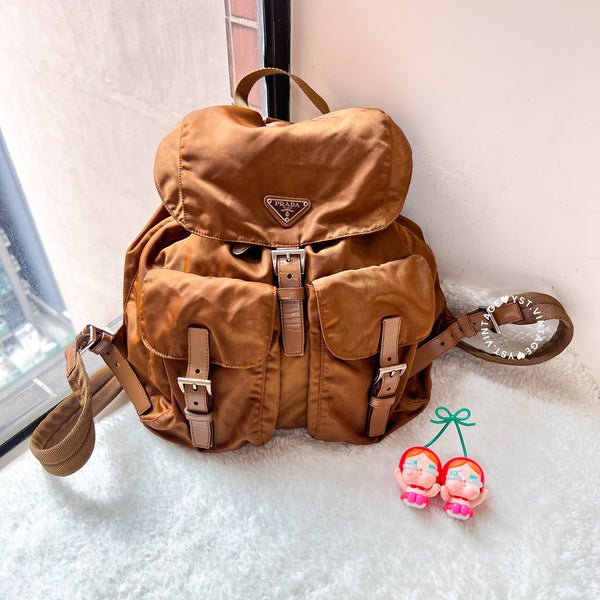 Vintage Prada Tessuto Nylon Vela Backpack - Caramel Brown