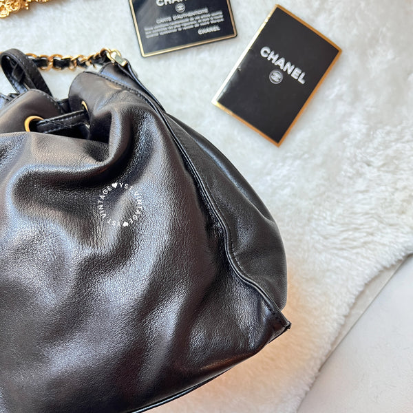 Vintage Chanel Bucket Bag - Black