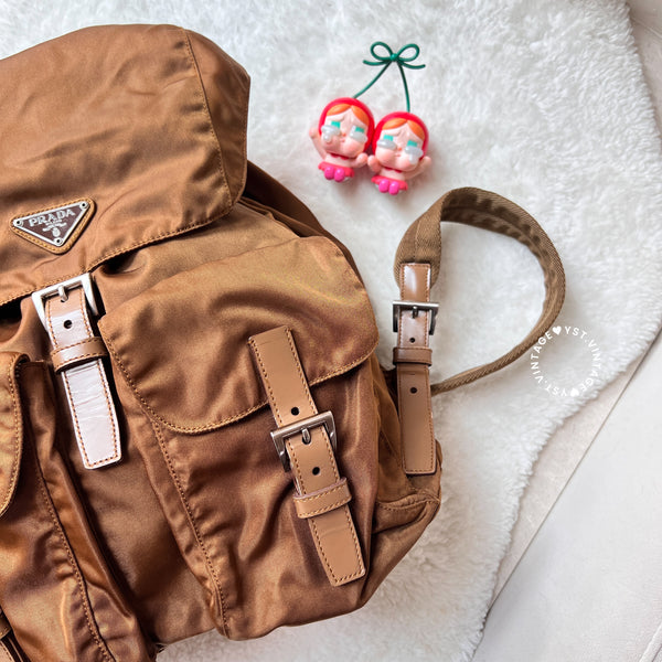 Vintage Prada Tessuto Nylon Vela Backpack - Caramel Brown