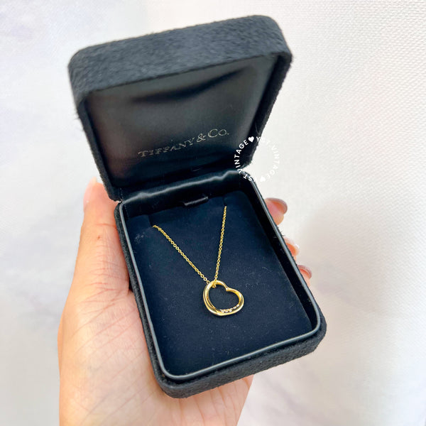 Vintage Tiffany & Co. Elsa Peretti 18KYG Open Heart Necklace