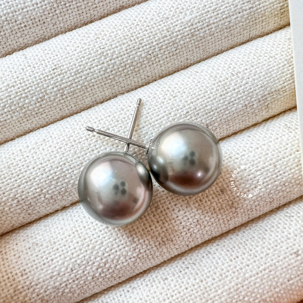 10mm+ 大溪地 Tahiti Pearl PT900 Earrings - Ocean Blue