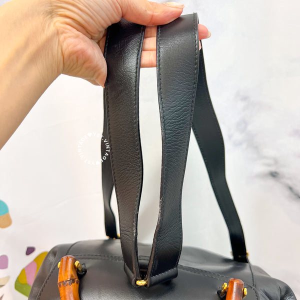 Vintage Gucci Bamboo Backpack - Black