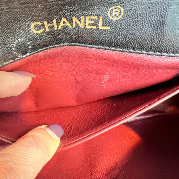 Vintage Chanel 19cm Mini CF Bag - Black x Gold