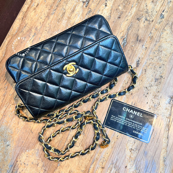 Vintage Chanel 19cm Mini CF Bag - Black x Gold