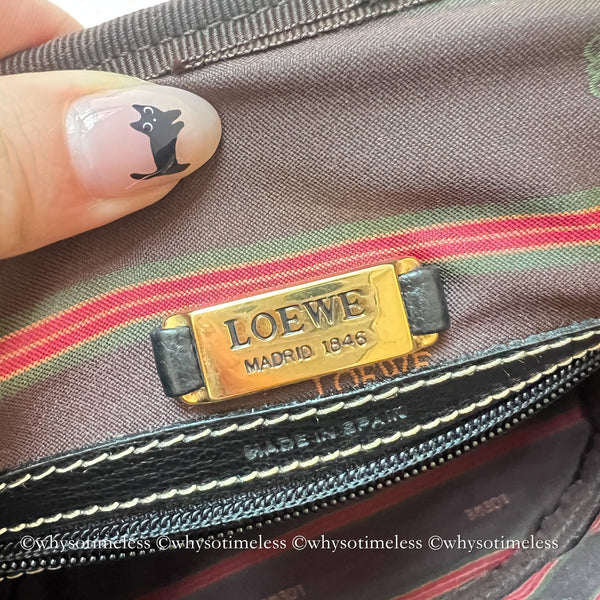 Vintage Loewe Velazquez Twist Handle Bag - Black