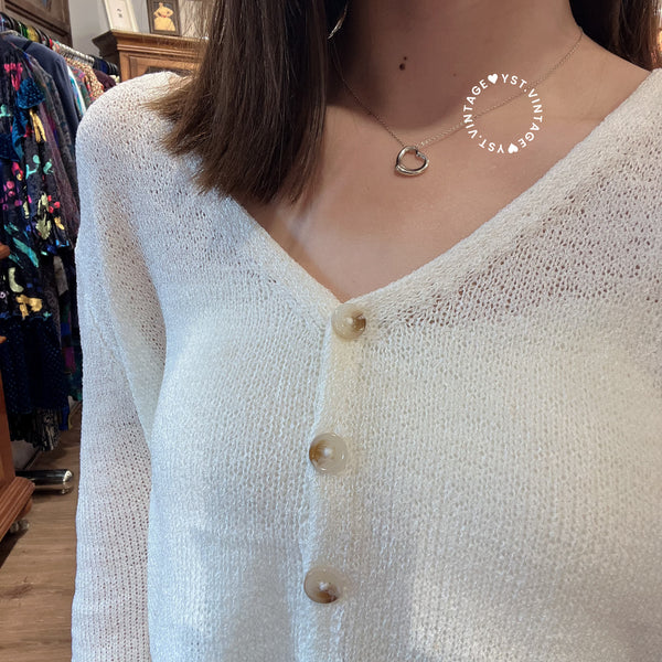 Vintage Tiffany & Co. Elsa Peretti Sterling Silver Open Heart Necklace - Size S