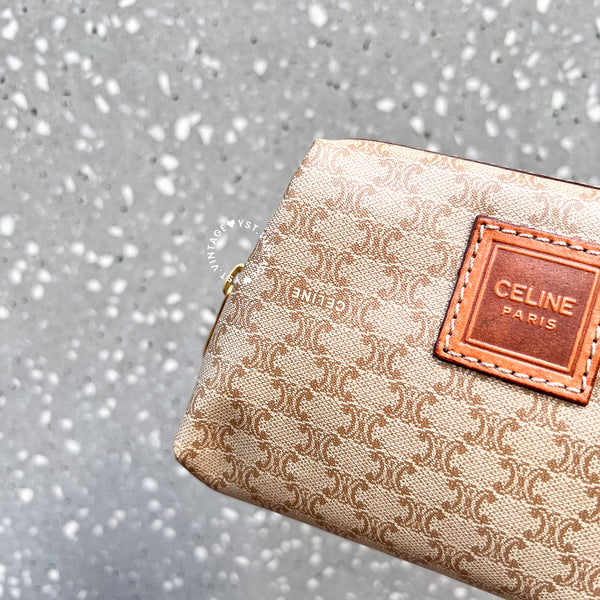 Vintage CELINE Macadam Small Makeup Bag - Beige