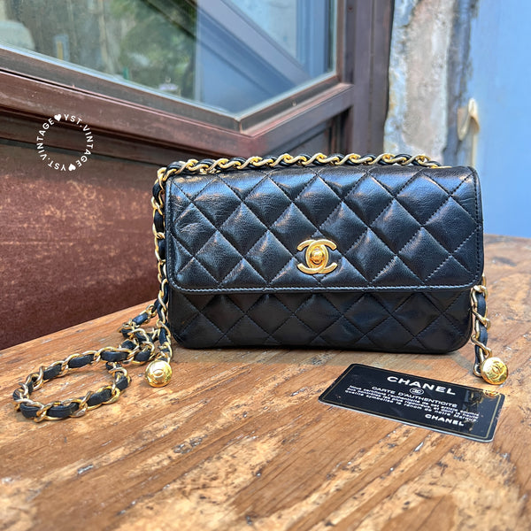 Vintage Chanel 19cm Mini CF Bag - Black x Gold