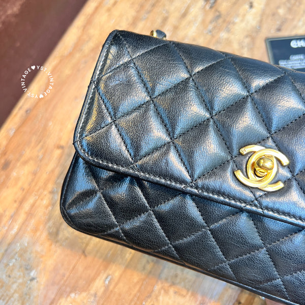Vintage Chanel 19cm Mini CF Bag - Black x Gold