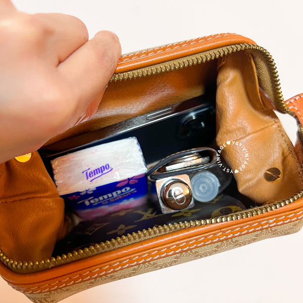 Vintage CELINE Macadam Small Makeup Bag - Beige
