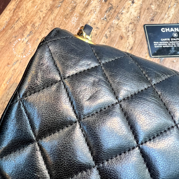 Vintage Chanel 19cm Mini CF Bag - Black x Gold