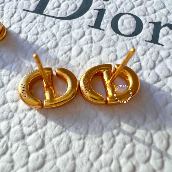 Pre-owned Dior CD Navy Stud Earrings