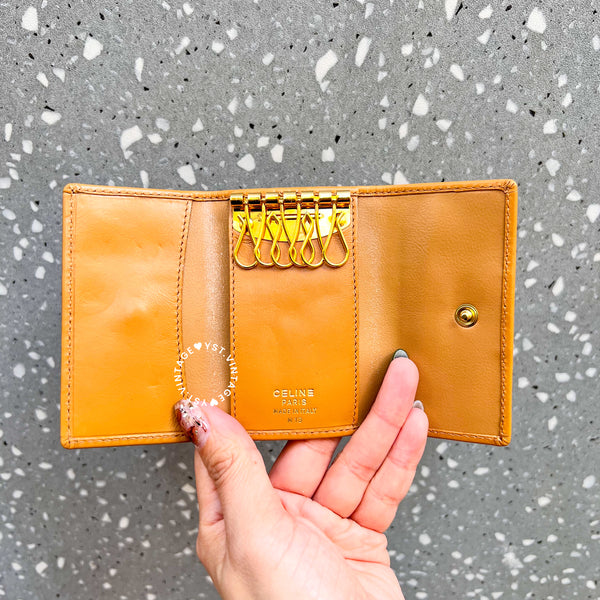 Vintage CELINE Macadam Key Case (6 Key Rings) - Brown