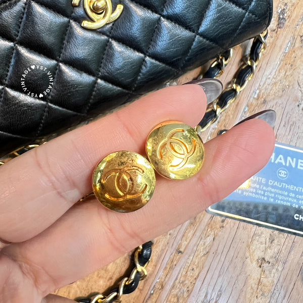 Vintage Chanel 19cm Mini CF Bag - Black x Gold