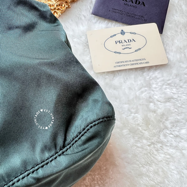 Vintage Prada Nylon Bucket Bag - Green