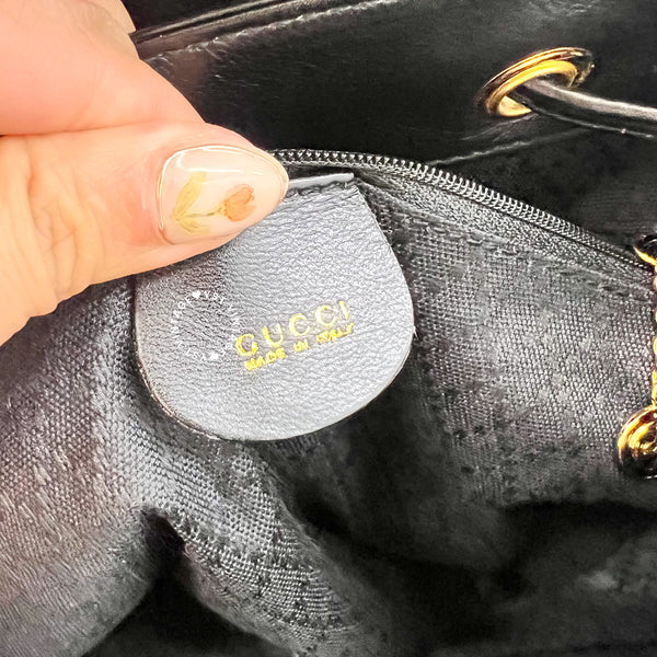 Vintage Gucci Bamboo Backpack - Black