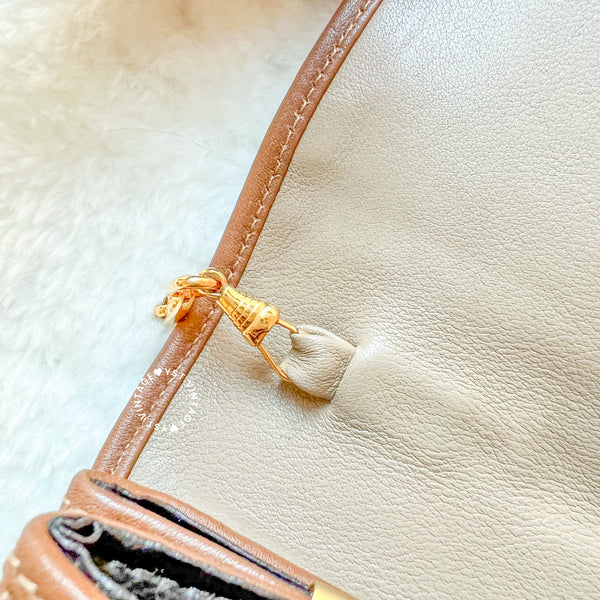 Vintage CELINE Triomphe Chain Shoulder Bag - Beige
