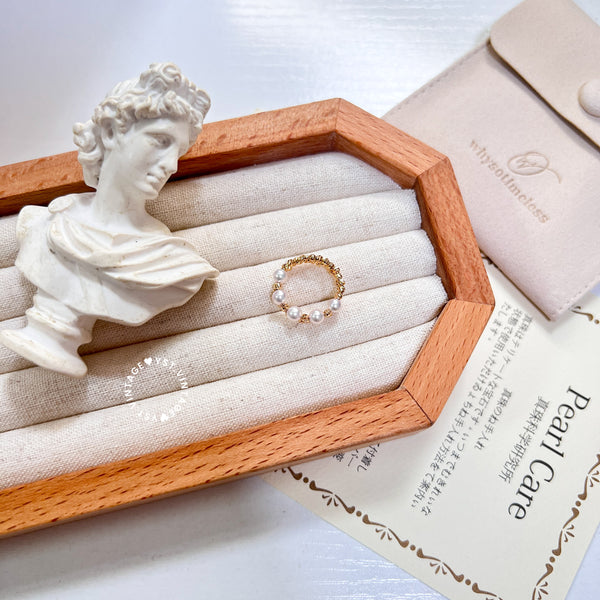 【Pre-order】Japanese Akoya 彩凜 & 18KYG 72Cuts Golden Ball Ring - Charlotte