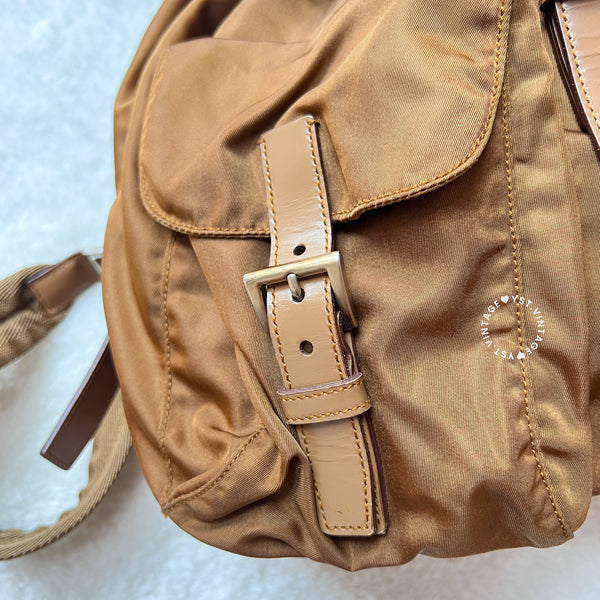 Vintage Prada Tessuto Nylon Vela Backpack - Caramel Brown