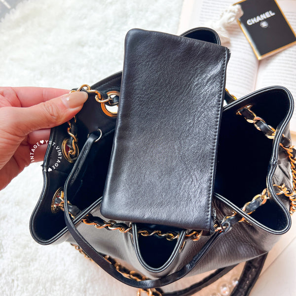 Vintage Chanel Bucket Bag with Coco Mark Chain - Black