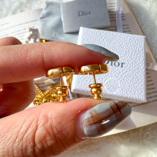 Pre-owned Dior CD Navy Stud Earrings
