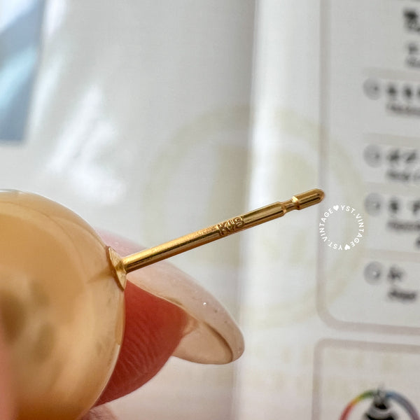 11.1mm 茶金 The South Sea Gold Pearl 18KYG Earrings