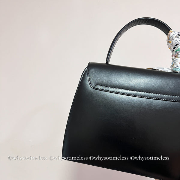 Vintage CELINE Planet Push Lock Kelly Bag - Black