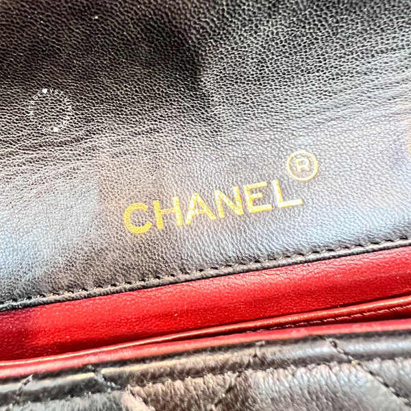 Vintage Chanel 19cm Mini CF Bag - Black x Gold