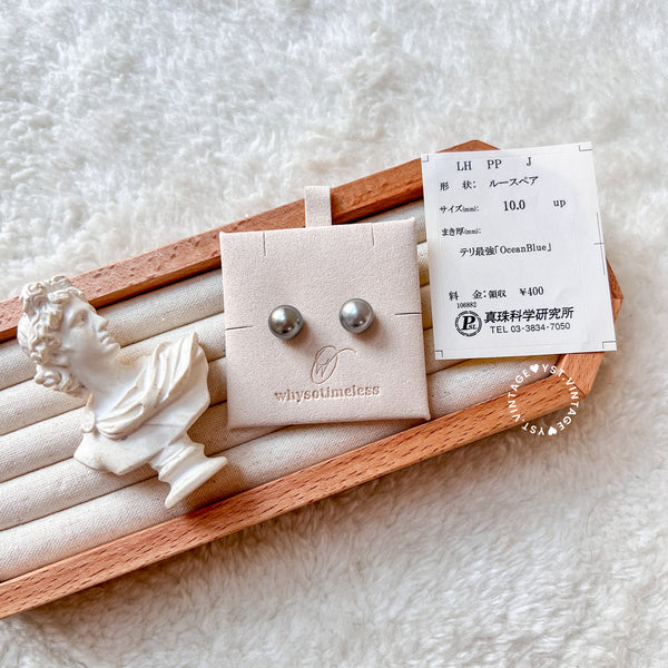 10mm+ 大溪地 Tahiti Pearl PT900 Earrings - Ocean Blue