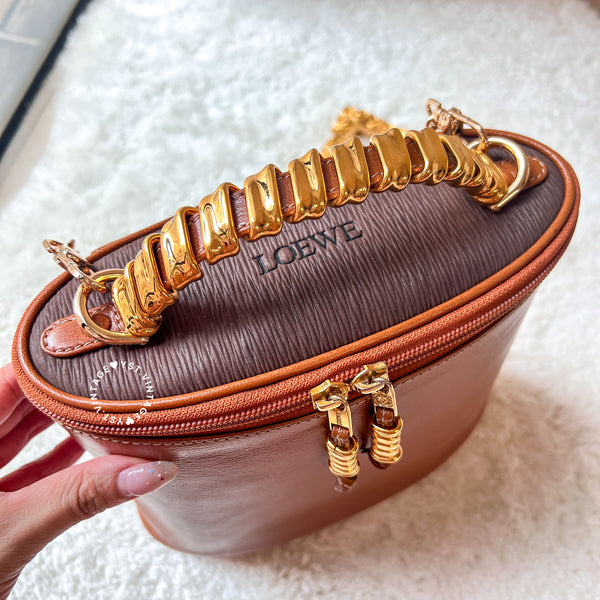 Vintage Loewe Velazquez Twist Handle Bag - Caramel Brown
