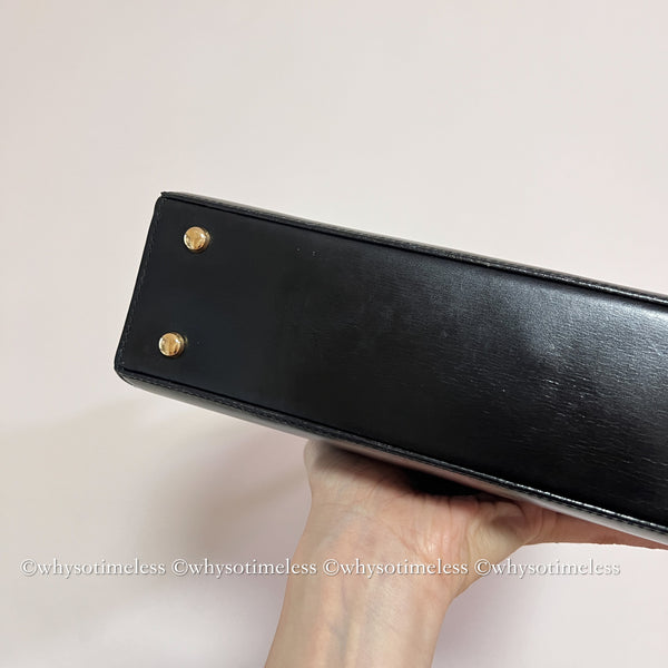 Vintage CELINE Planet Push Lock Kelly Bag - Black