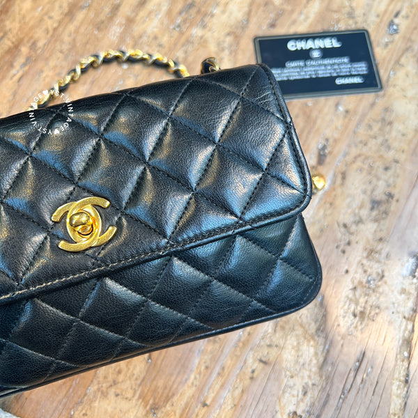 Vintage Chanel 19cm Mini CF Bag - Black x Gold