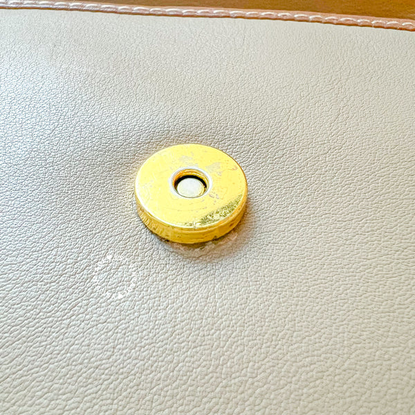 Vintage CELINE Triomphe Chain Shoulder Bag - Beige