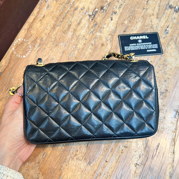 Vintage Chanel 19cm Mini CF Bag - Black x Gold