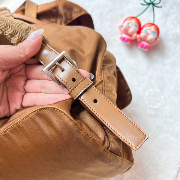 Vintage Prada Tessuto Nylon Vela Backpack - Caramel Brown