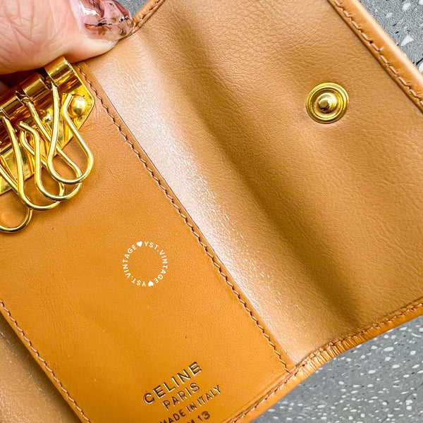 Vintage CELINE Macadam Key Case (6 Key Rings) - Brown