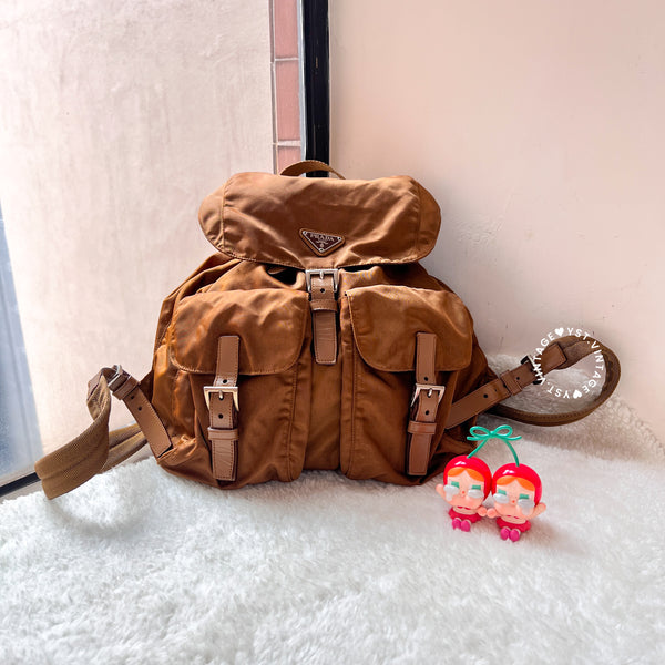 Vintage Prada Tessuto Nylon Vela Backpack - Caramel Brown