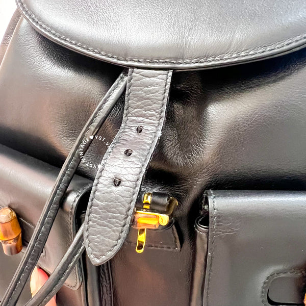 Vintage Gucci Bamboo Backpack - Black