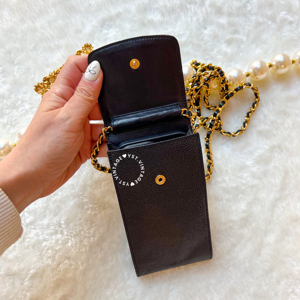 Vintage Chanel Caviar Mini Bag/ Phone Case - Black