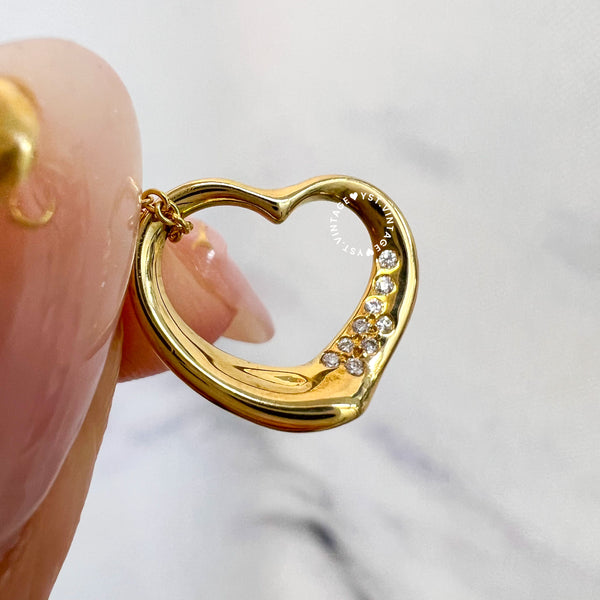 Vintage Tiffany & Co. Elsa Peretti 18KYG Open Heart Necklace