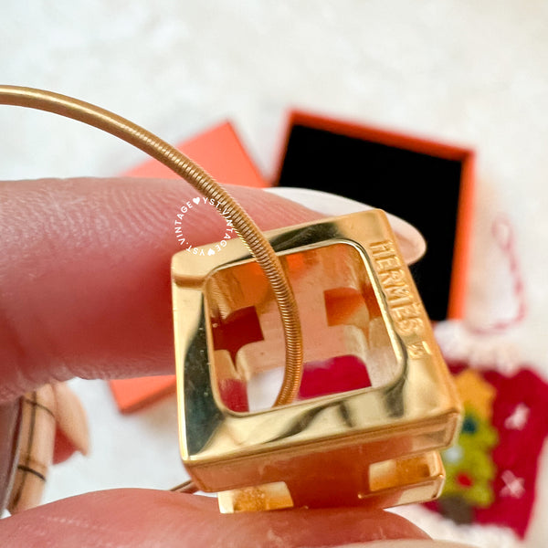 Vintage HERMÈS Cage d'H Pendant Necklace - Gold