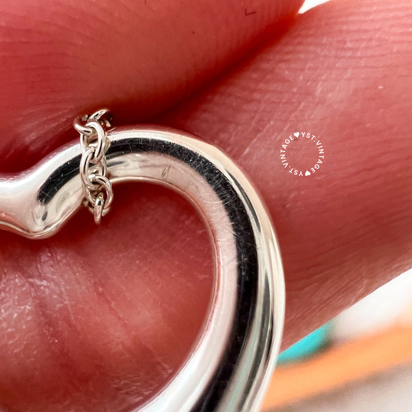 Vintage Tiffany & Co. Elsa Peretti Sterling Silver Open Heart Necklace - Size S