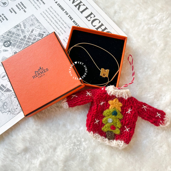 Vintage HERMÈS Cage d'H Pendant Necklace - Gold