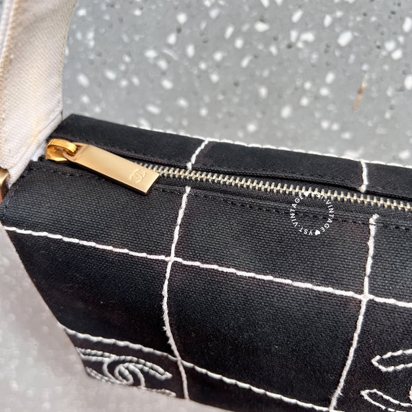 Vintage Chanel Canvas Hobo Bag - Black