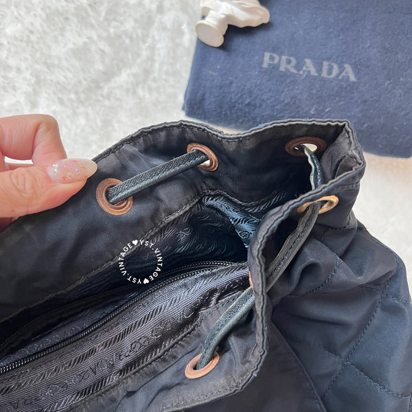 Vintage Prada Nylon Quilted Backpack - Navy