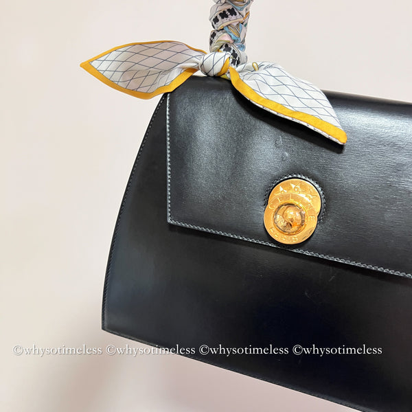 Vintage CELINE Planet Push Lock Kelly Bag - Black