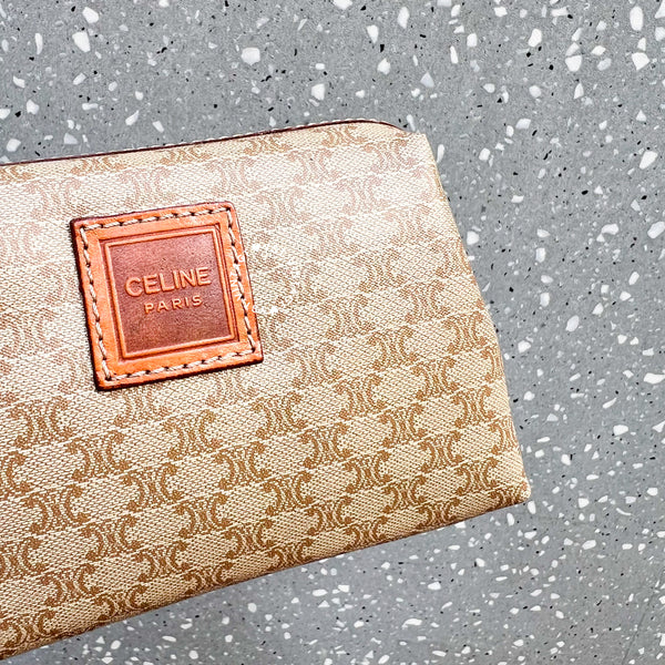 Vintage CELINE Macadam Small Makeup Bag - Beige