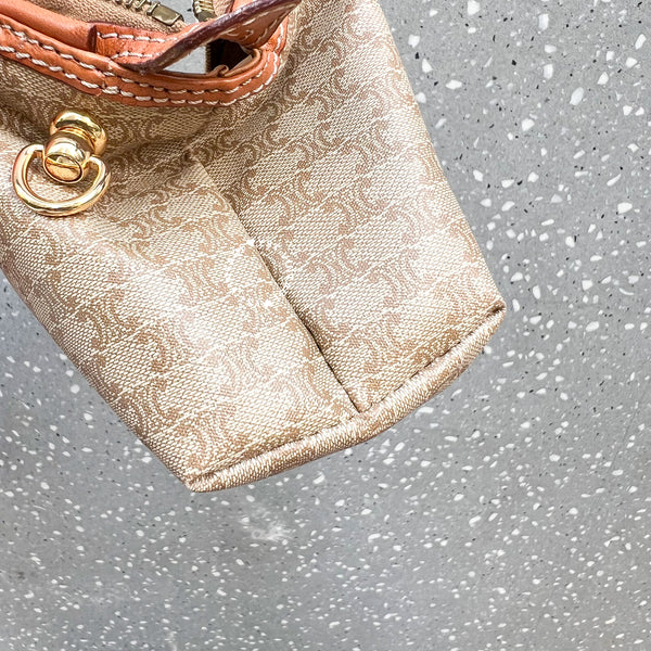 Vintage CELINE Macadam Small Makeup Bag - Beige